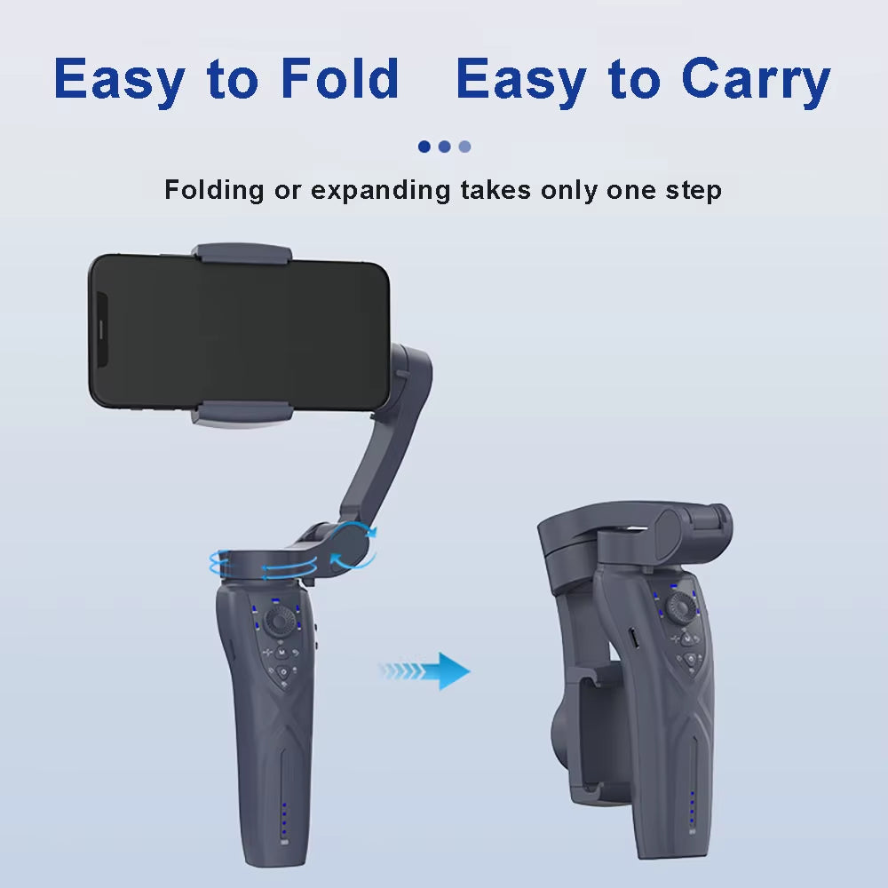 Al Tracking Phone Gimbal Stabilizer, 3-Axis Smartphone Foldable Gimbal for iPhone, Gimbal with Focus Wheel Vlog Tripod Stabilizer for iPhone 15 14 Pro Max & Android, Stabilizer Camera Cellphone Accessories, Stocking Fillers Gift